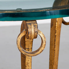 French Glass Top Gilt Guéridon Attributed to Maison Ramsay