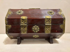 19th Century Chinese Rosewood Octagonal Box with Brass Mounts