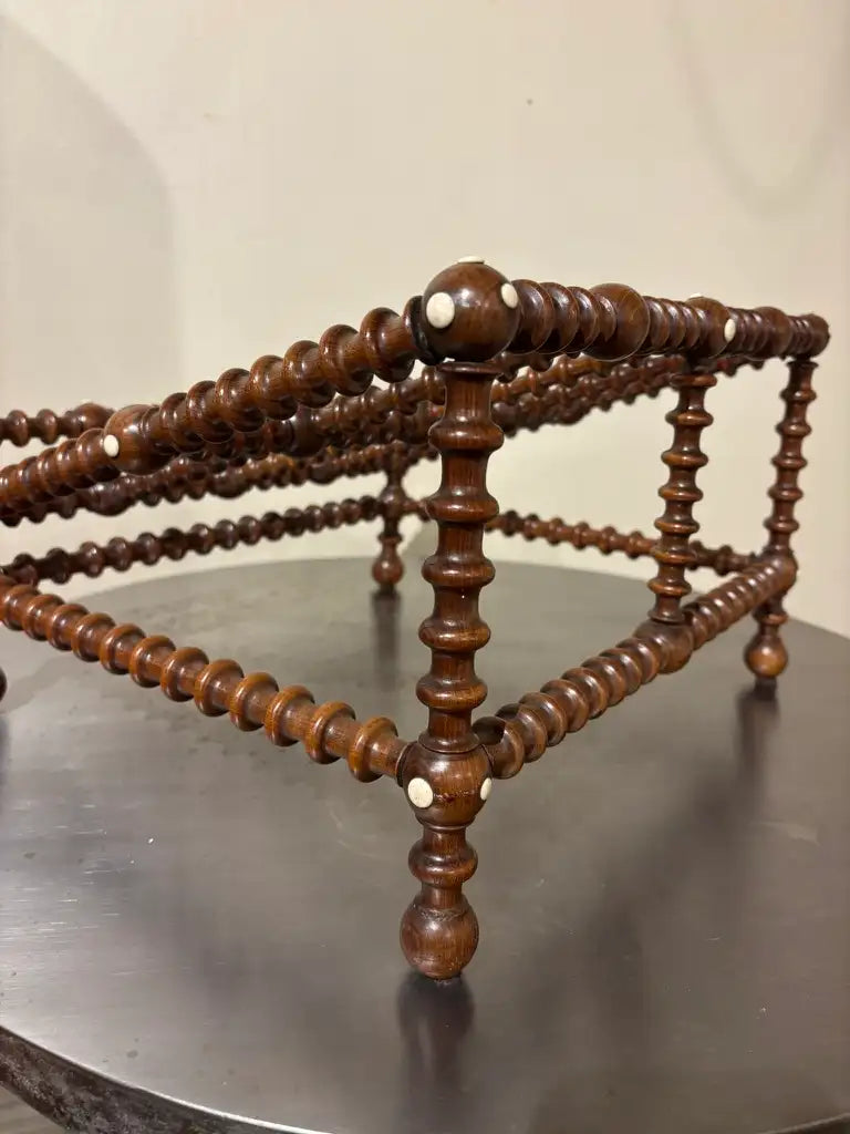 19th Century English Regency Turned Elmwood Book Stand with Bone Decoration