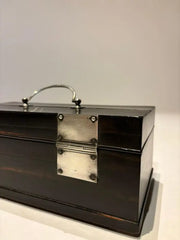 19th Century Dutch Ebony Box With Silver Mounts and Hinges