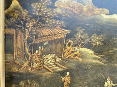 Chinese Painted and Lacquered Panel Landscape with Figures, Large Scale