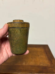 Early 20th Century Leather Dice Cup with 7 Dice Inset into the Top