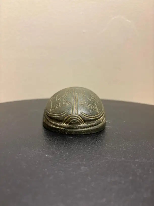 Grand Tour Egyptian Scarab of Carved Steatite with Hieroglyphics