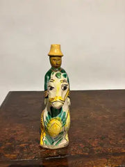 19th Century Spanish Talavera Glazed Ceramic Horse and Rider