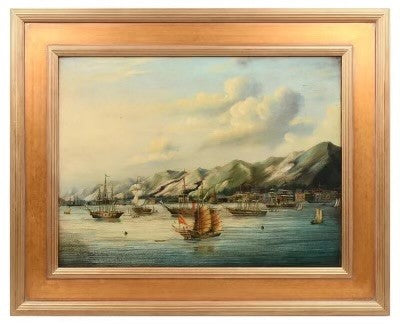 Chinese Export Oil Painting of 'View Of Victoria"