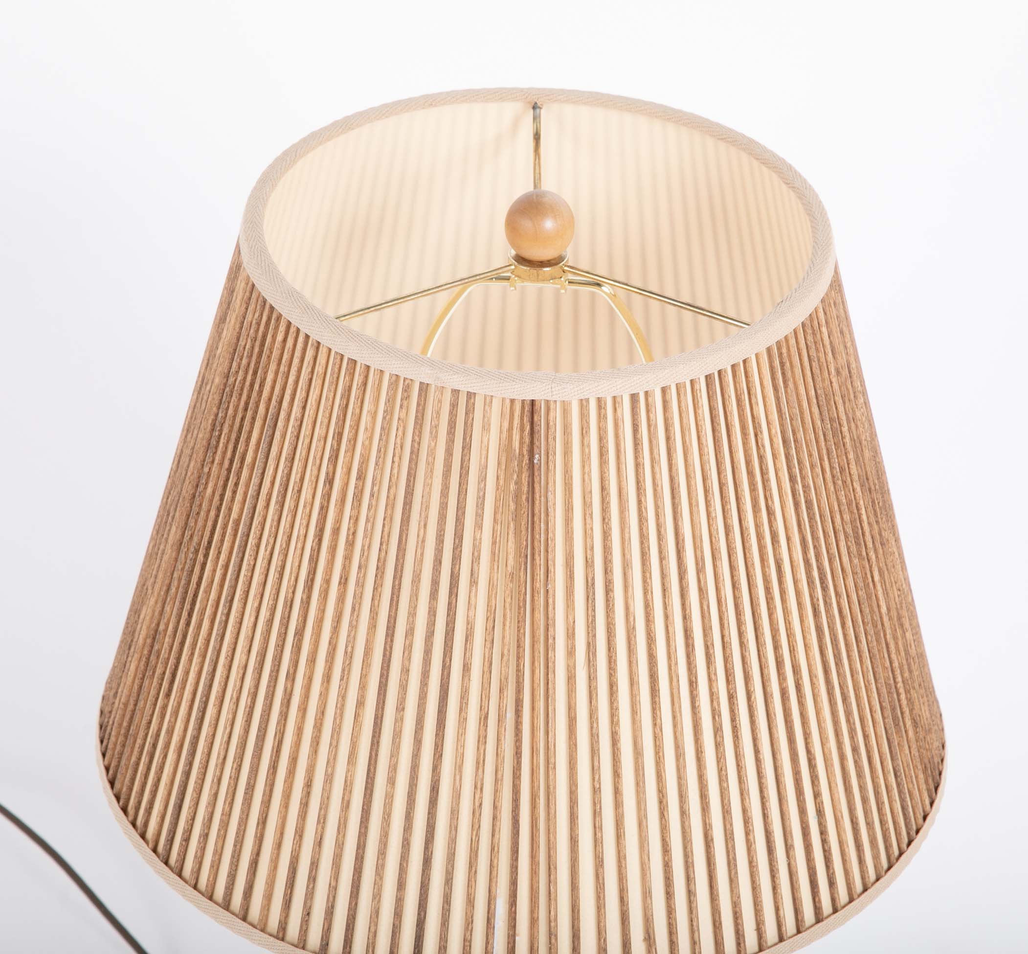 A Leather and Oak Lamp Designed by Paul Dupre-Lafon for Hermes