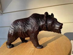 19th Century Swiss Black Forest Carved and Stained Walnut Bear