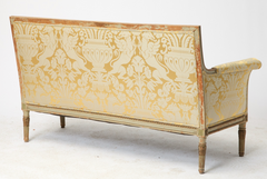 Louis XVI Upholstered Painted and Parcel Giltwood Settee