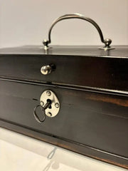19th Century Dutch Ebony Box With Silver Mounts and Hinges