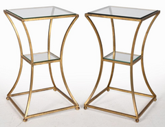 A Pair of Roger Thibier Attributed Gilt Wrought-Iron Gueridons