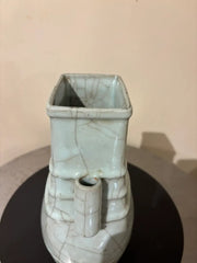 19th Chinese Hu Shaped Celadon Porcelain Vase with Crackle Glaze