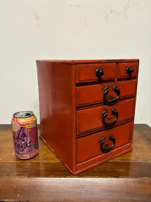 Southeast Asian Small Red Painted Apothecary Chest