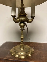 An Early 19th Century French Bouillotte Lamp with Green Tole Shade