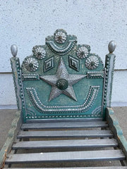 Tramp Art Folk Art Dog Bed With Silver And Blue Paint