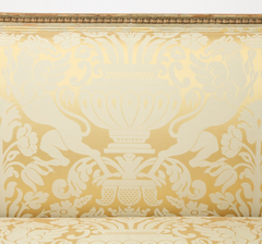 Louis XVI Upholstered Painted and Parcel Giltwood Settee