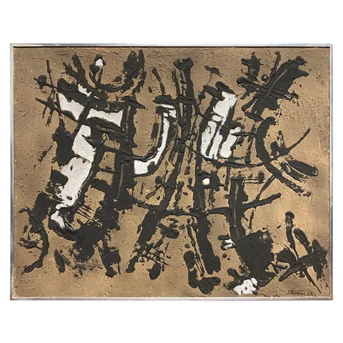 Italian Abstract Expressionist Painting by Ugo Sterpini, Signed and Dated 1958