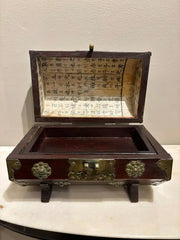 19th Century Chinese Rosewood Octagonal Box with Brass Mounts