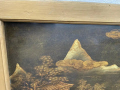 Chinese Painted and Lacquered Panel Landscape with Figures, Large Scale