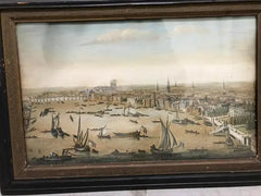 18th Century Color Engraving of Westminster, Somerset House in Original Frame