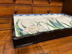 Japanese Hand Painted and Gilt Porcelain Tray Floral and Butterfly Decoration