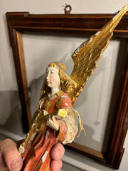 Italian Baroque Painted and Gilt Wood Winged Angel Playing a Violin