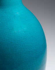 Jean Besnard Turquoise Glazed Earthenware and Brass Table Lamp
