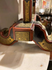 19th Century Japanese Red & Black Lacquer Table Mirror with Gilt Brass Mounts