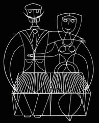 John Risley Monsieur and Madam Welded Metal Bench