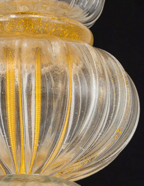 Barovier & Toso Gold-Flecked Glass Chandelier