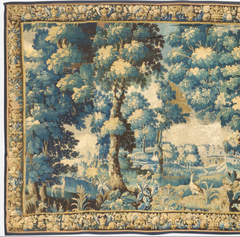 French Aubusson verdure tapestry, hand-woven wool and cotton