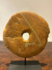 Neolithic Carved Stone Disc Mounted on a Steel Base 2-3000 BC