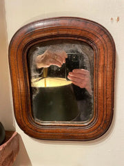 17th Century English Walnut Mirror with Original Glass, Small Scale