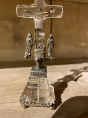 18th Century Italian Baroque Silver and Rock Crystal Crucifix