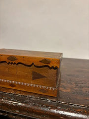 19th Century Folk Art Box with Inlaid Hearts