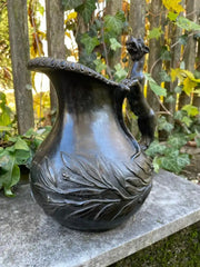 19th Century Italian Grand Tour Bronze Wine Vessel Askos with Panther Handle