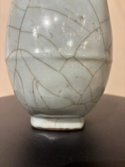 19th Chinese Hu Shaped Celadon Porcelain Vase with Crackle Glaze