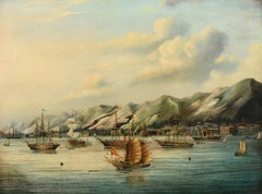 Chinese Export Oil Painting of 'View Of Victoria"