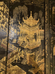 Early 19th Century Chinese Qing Dynasty Black Lacquer Screen