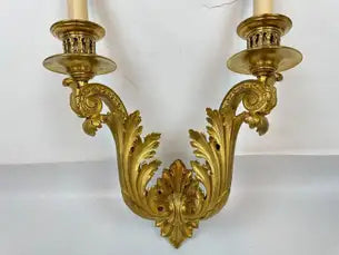 Exceptional Pair of Neoclassical Gilt Bronze Sconces by E.F. Caldwell