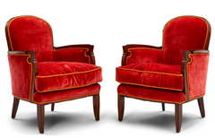 Pair of Jules Leleu  Walnut Bergeres