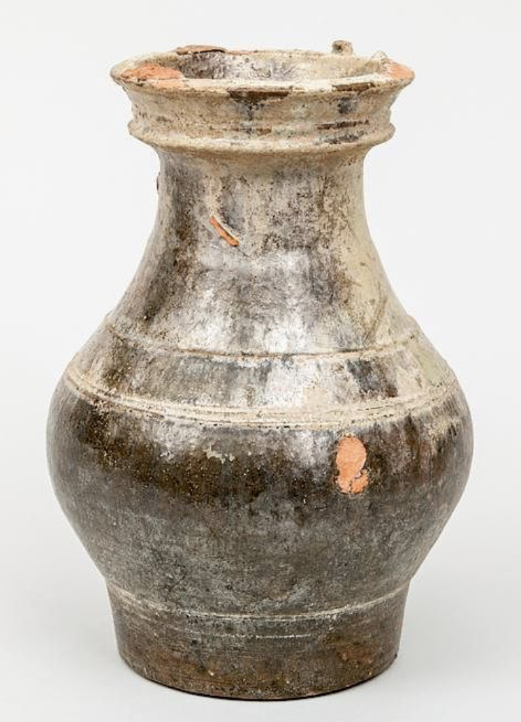 Hu Type Iridescent Grey Glazed Pottery Tomb Jar