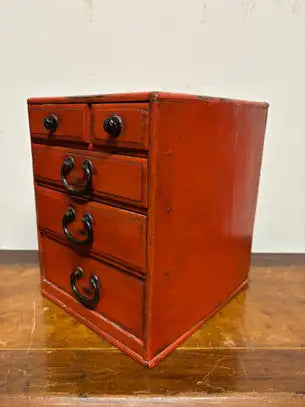 Southeast Asian Small Red Painted Apothecary Chest