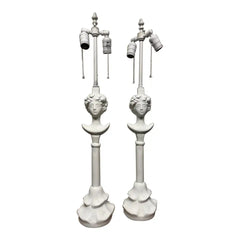 Pair of Tete du Femme Painted Plaster Table Lamps After Alberto Giacometti