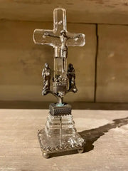18th Century Italian Baroque Silver and Rock Crystal Crucifix