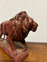 19th Century French Red Painted Zinc Striding Lion