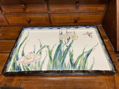 Japanese Hand Painted and Gilt Porcelain Tray Floral and Butterfly Decoration