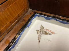 Japanese Hand Painted and Gilt Porcelain Tray Floral and Butterfly Decoration