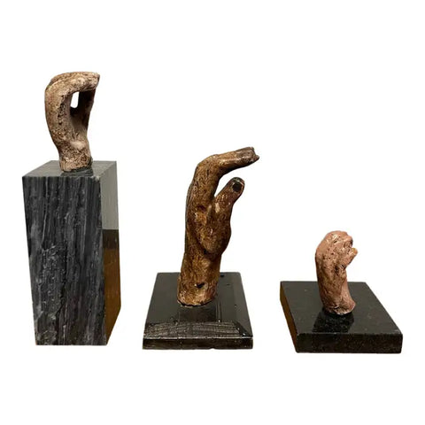 19th Spanish Colonial Santos Hands, Set of Three, Mounted