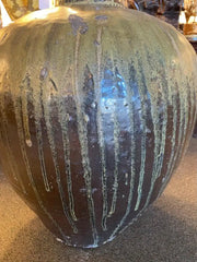 19th Century Japanese Green Glazed Ceramic Storage Jar, Large Scale