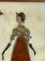 Pair of Italian Mid-Century Modern Reverse Glass Paintings of Royalty